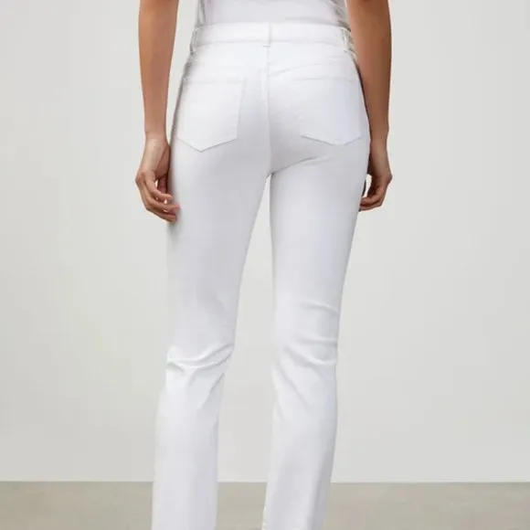 NWT$298 Lafayette 148 New York YARN-DYED DENIM WOOSTER JEAN in White 0 XS