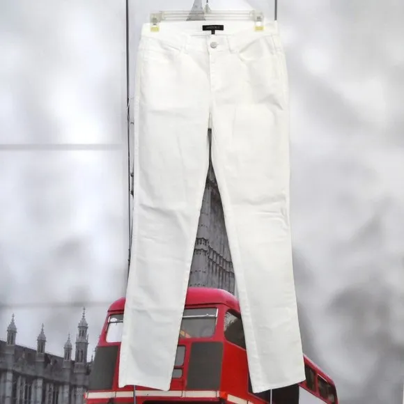 NWT$298 Lafayette 148 New York YARN-DYED DENIM WOOSTER JEAN in White 0 XS
