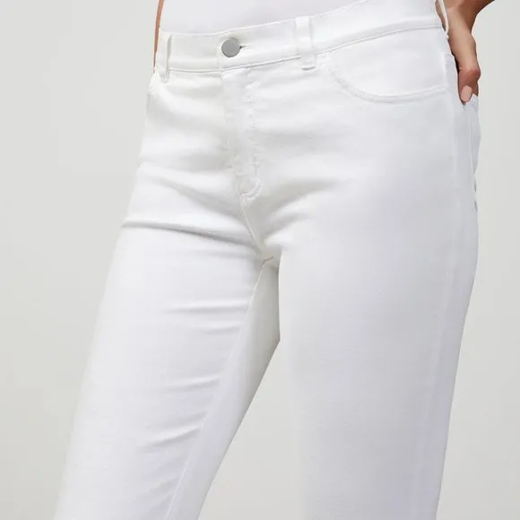 NWT$298 Lafayette 148 New York YARN-DYED DENIM WOOSTER JEAN in White 0 XS