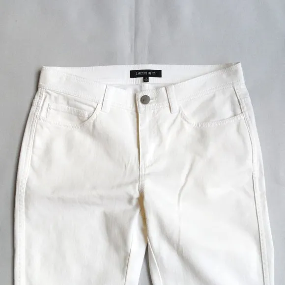 NWT$298 Lafayette 148 New York YARN-DYED DENIM WOOSTER JEAN in White 0 XS
