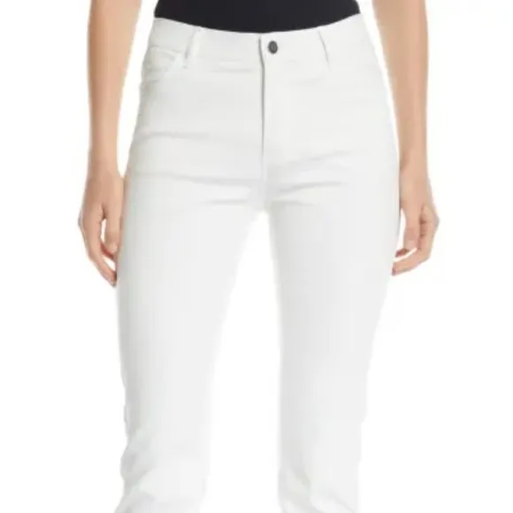 NWT$298 Lafayette 148 New York YARN-DYED DENIM WOOSTER JEAN in White 0 XS
