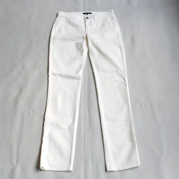 NWT$298 Lafayette 148 New York YARN-DYED DENIM WOOSTER JEAN in White 0 XS