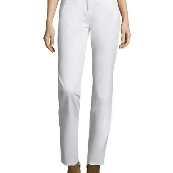 NWT$298 Lafayette 148 New York YARN-DYED DENIM WOOSTER JEAN in White 0 XS