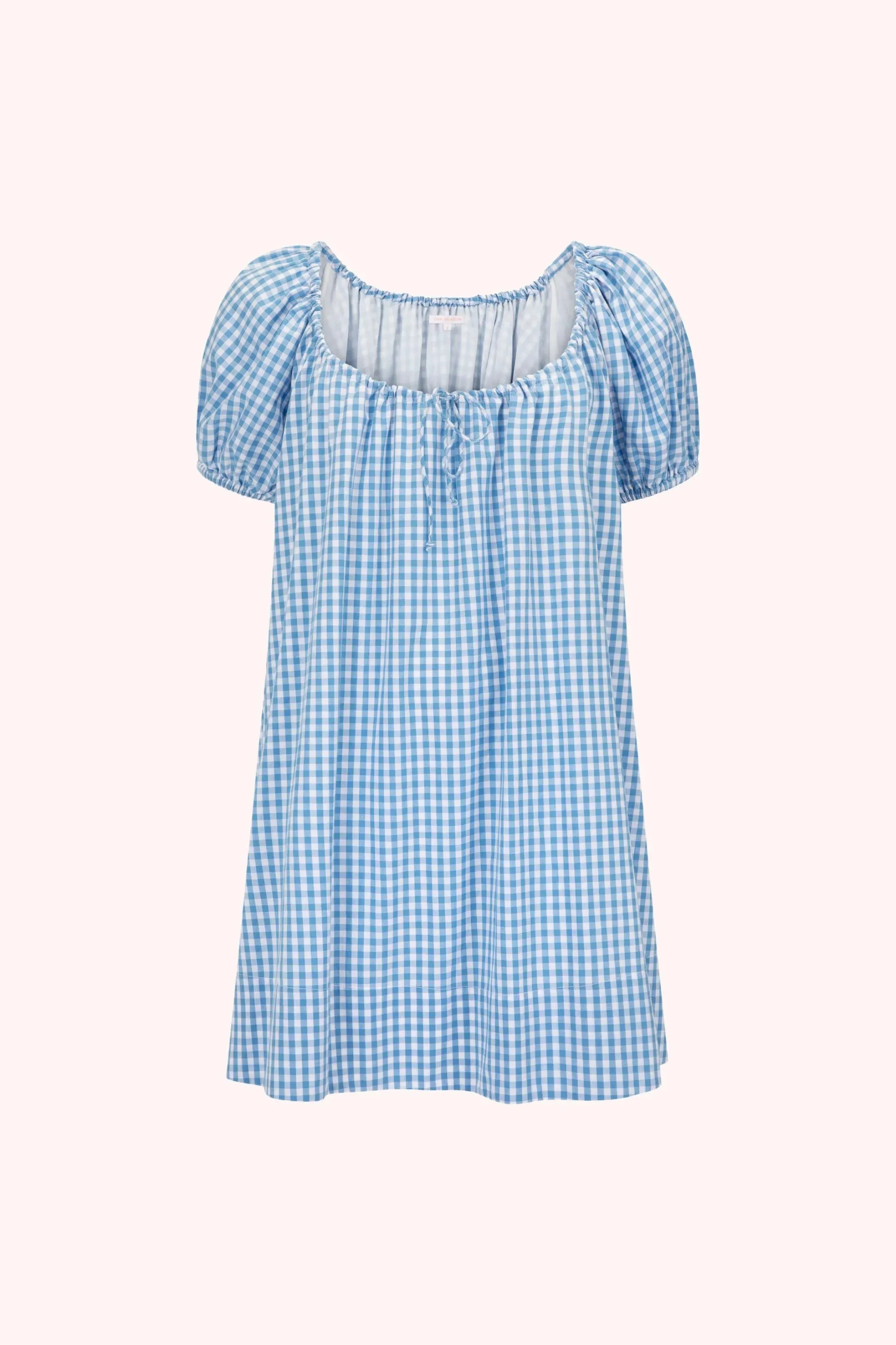 Oak Meadow - Everyday Drawcord Dress in Baby Blue Gingham