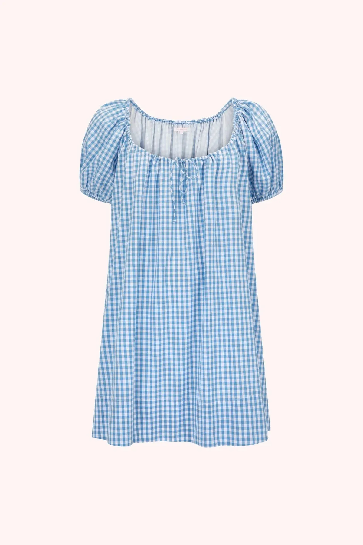 Oak Meadow - Everyday Drawcord Dress in Baby Blue Gingham