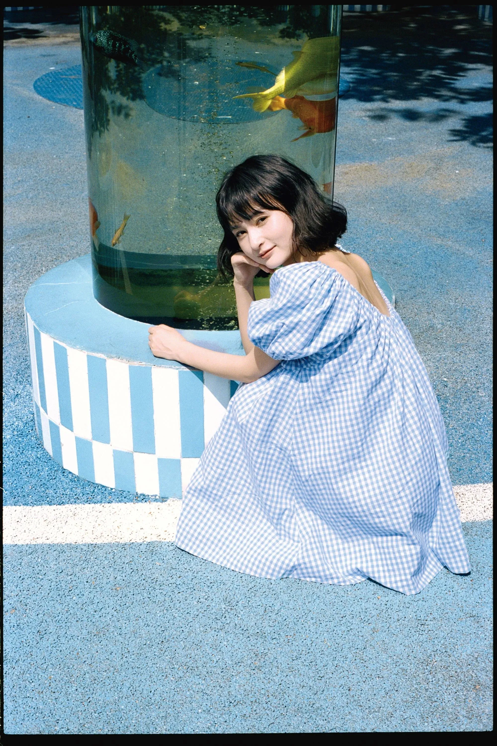 Oak Meadow - Everyday Drawcord Dress in Baby Blue Gingham