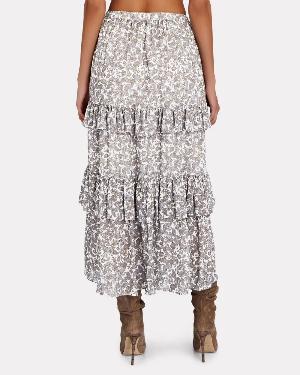 Odette Ruffled Printed Voile Midi Skirt