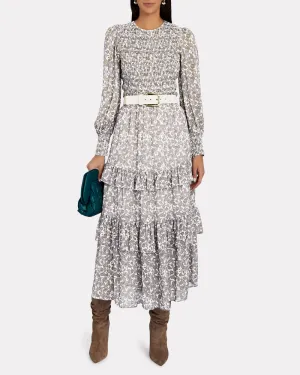 Odette Ruffled Printed Voile Midi Skirt