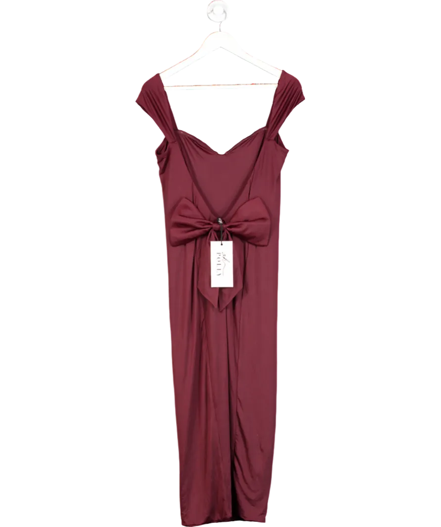 Oh Polly Red Raving Slinky Bow Detail Dress UK 12