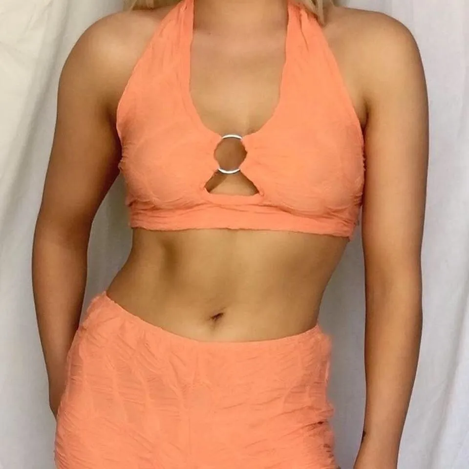 Orange O Ring 2 Piece Shorts Crop Top Set
