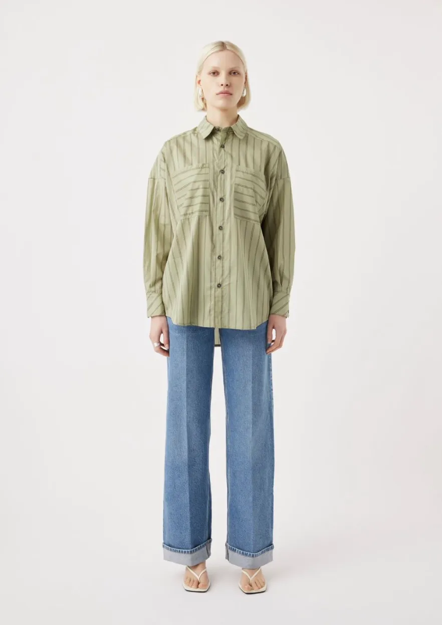 OUTLAND DENIM Mia Cuffed Wide Leg Jean - Meridian Mid Blue
