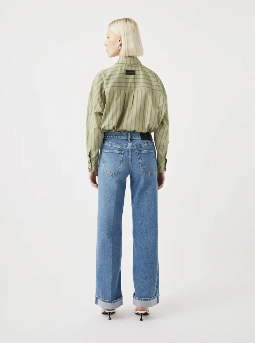 OUTLAND DENIM Mia Cuffed Wide Leg Jean - Meridian Mid Blue