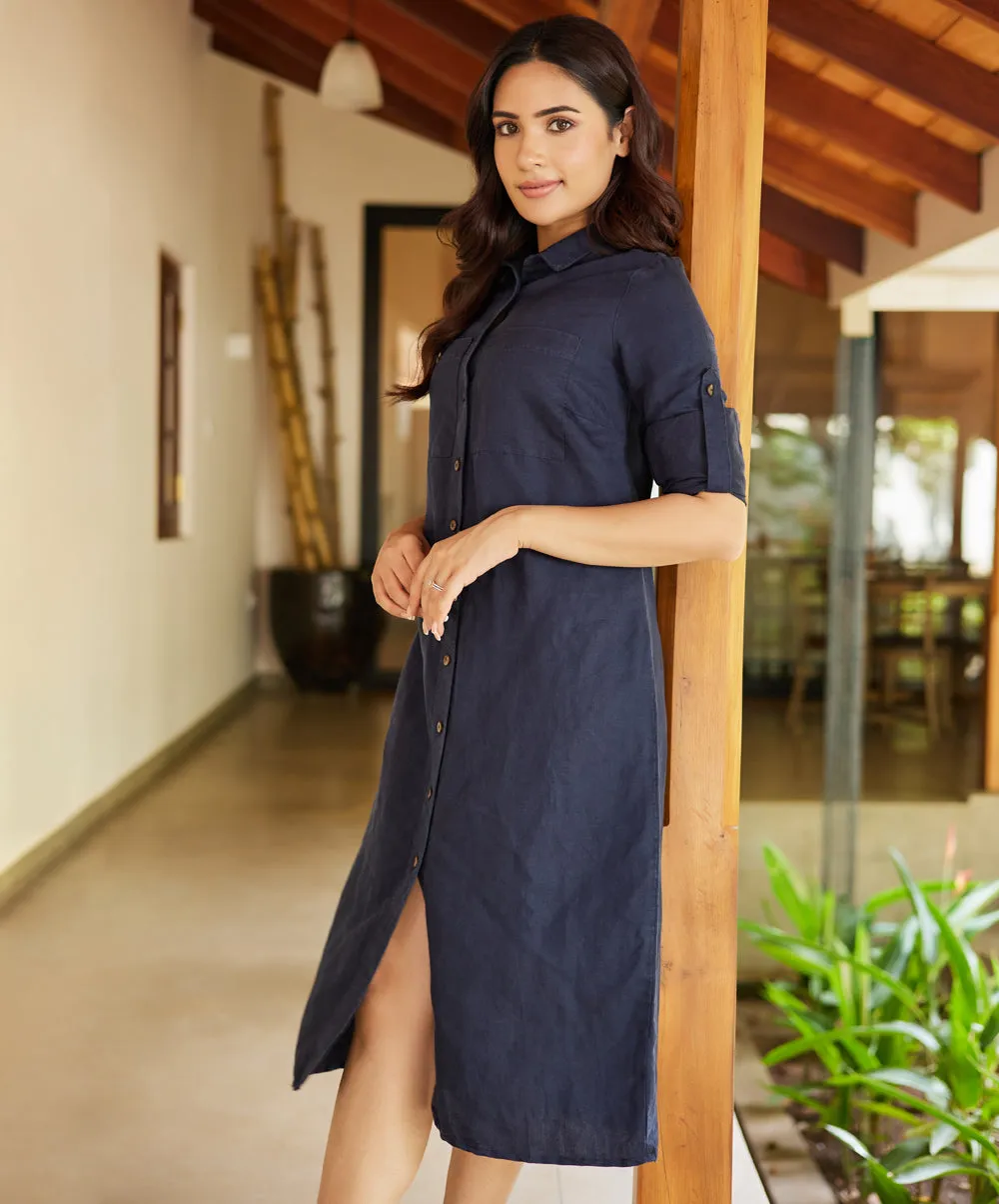 Oversized Linen Shirt Dress