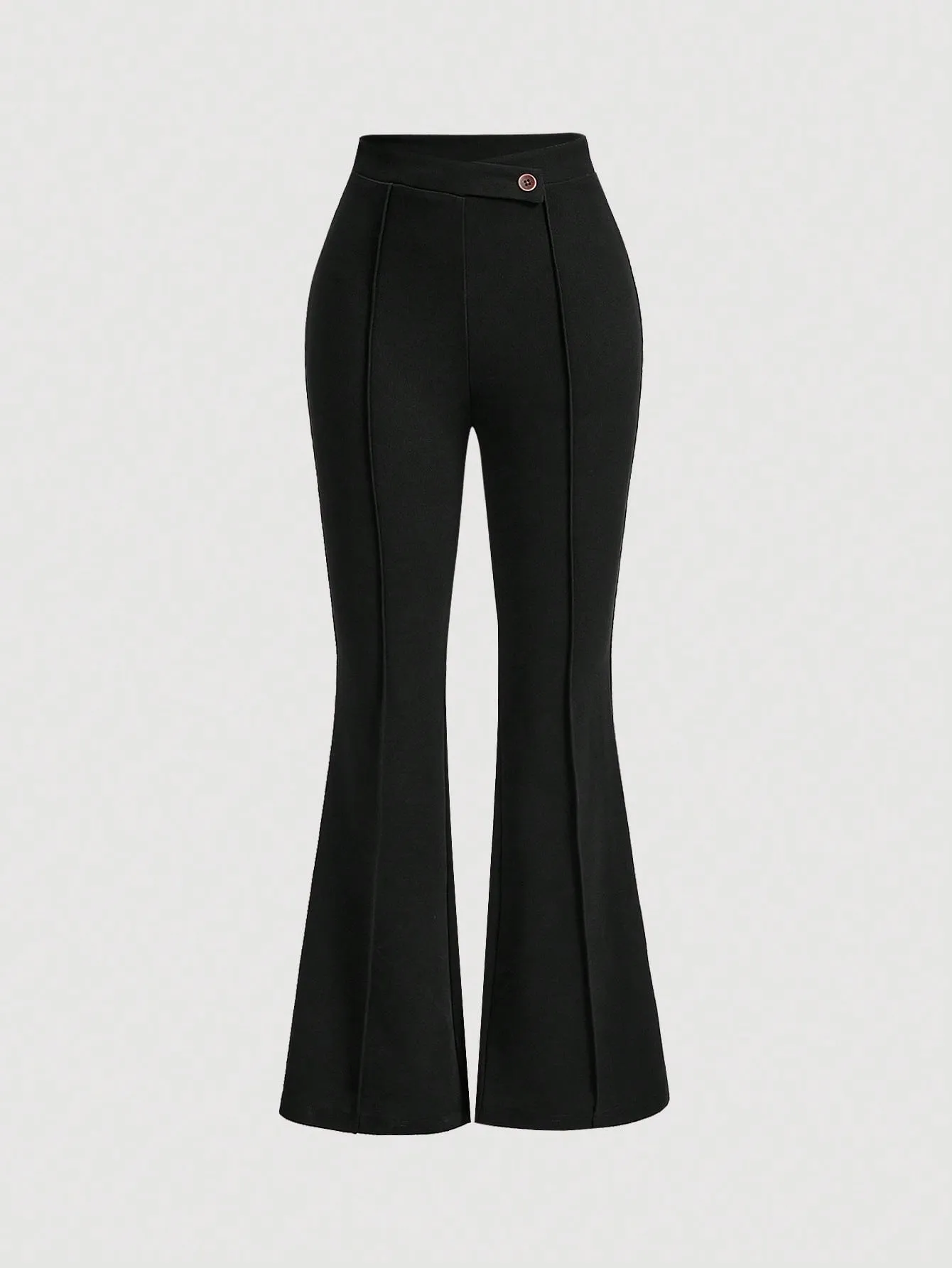 Pantalones Negros de Cintura Alta con Pernera Acampanada