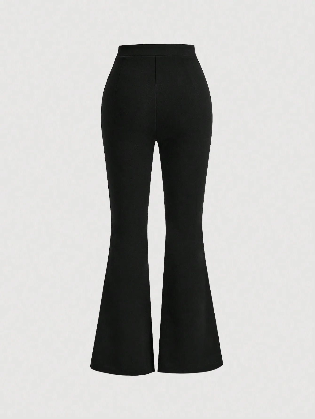 Pantalones Negros de Cintura Alta con Pernera Acampanada