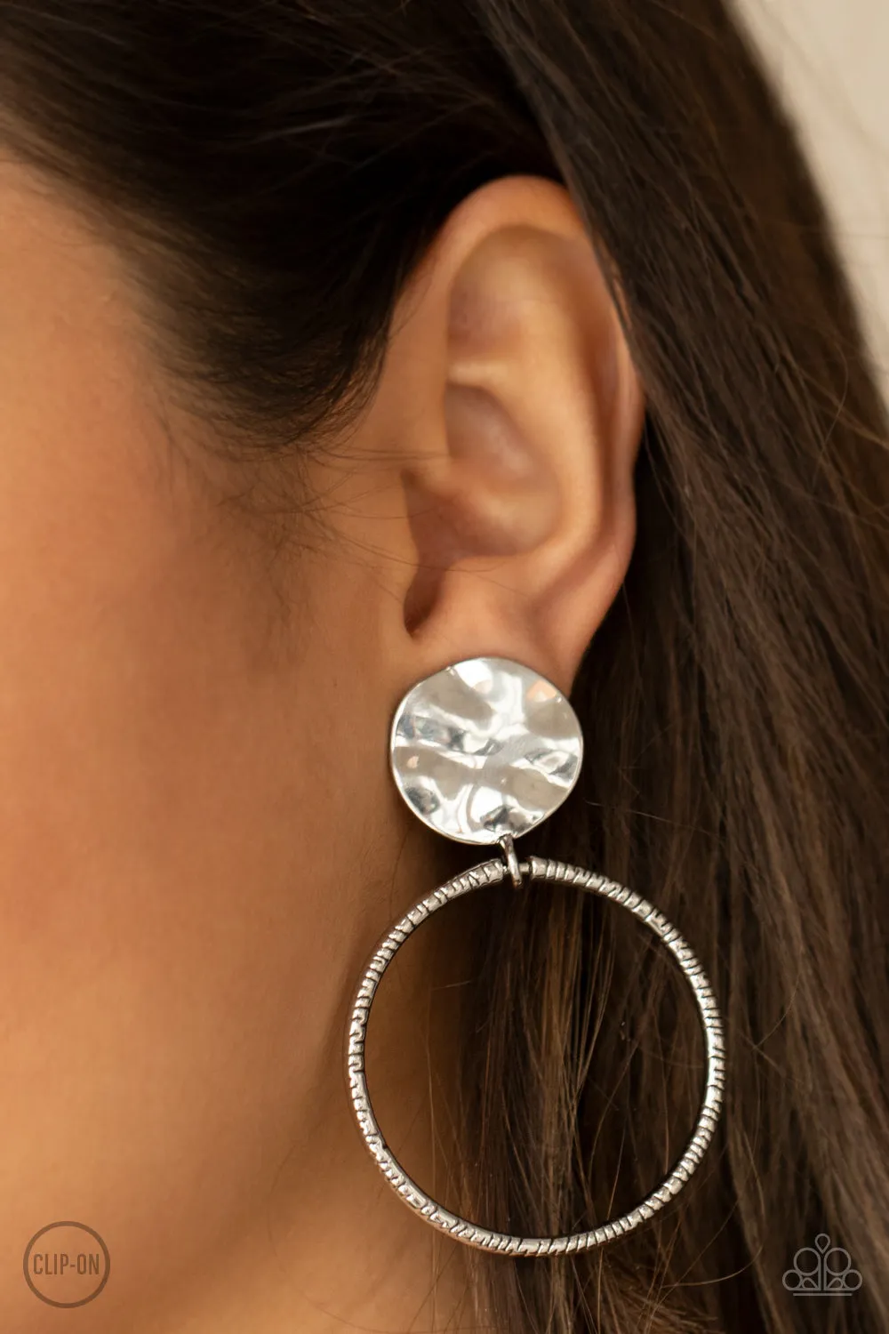 Paparazzi Undeniably Urban - Silver Clip-On Earrings