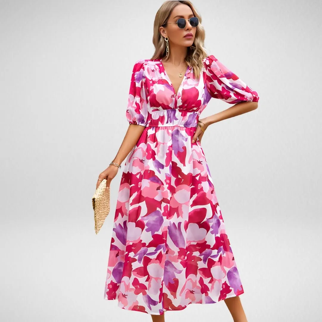 Parthenia - Flowing Swirl Pattern Woman's Maxi Dress