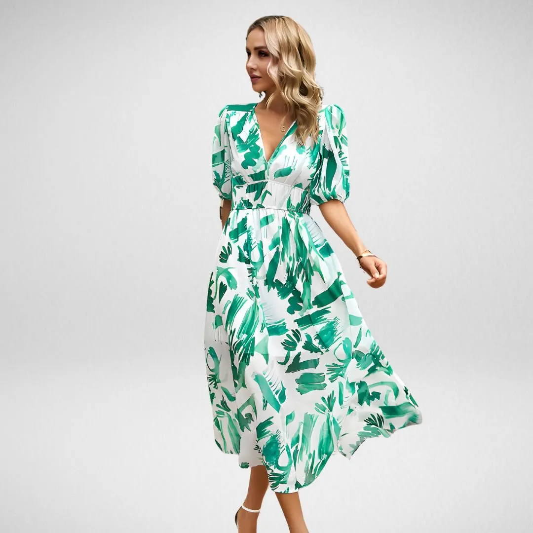 Parthenia - Flowing Swirl Pattern Woman's Maxi Dress