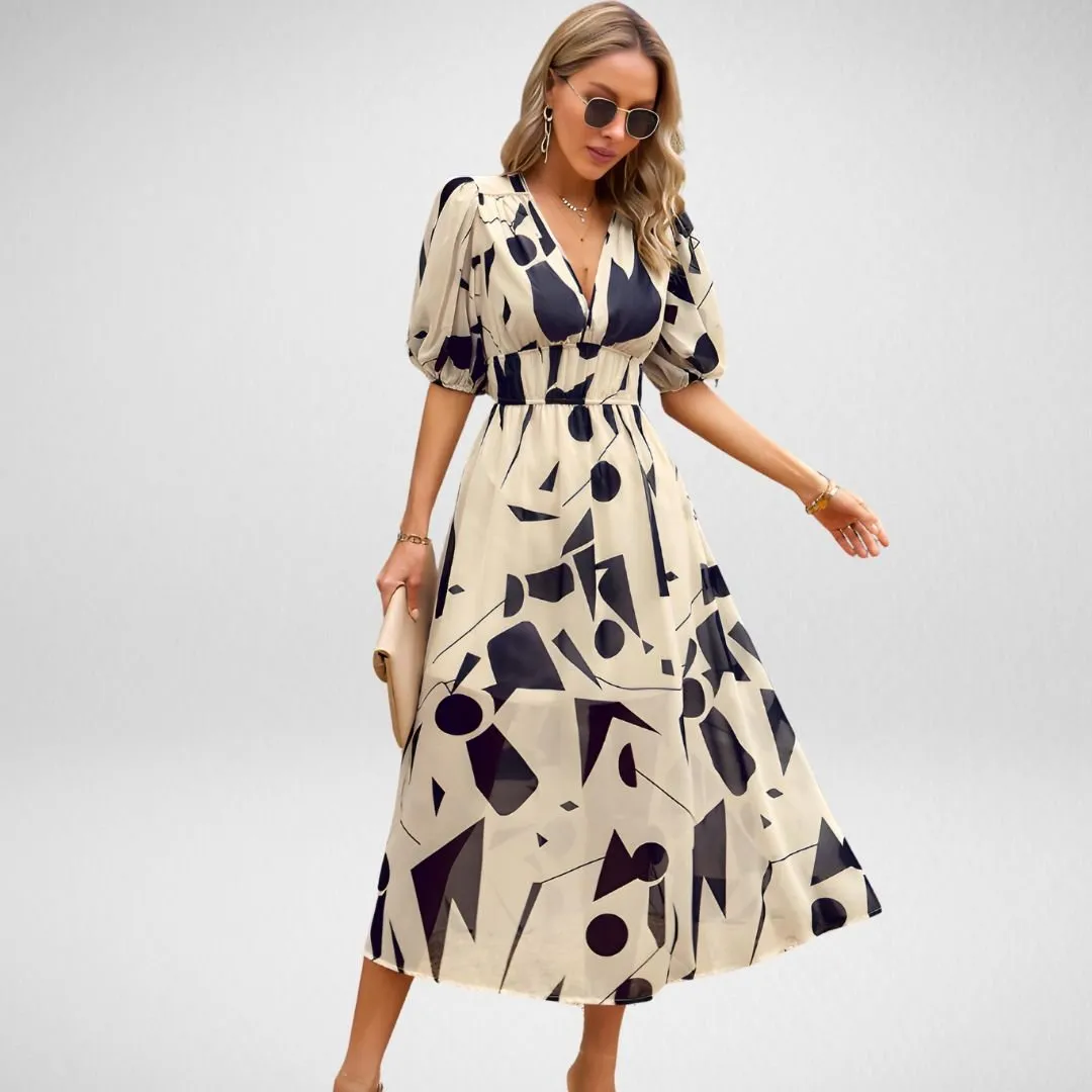 Parthenia - Flowing Swirl Pattern Woman's Maxi Dress