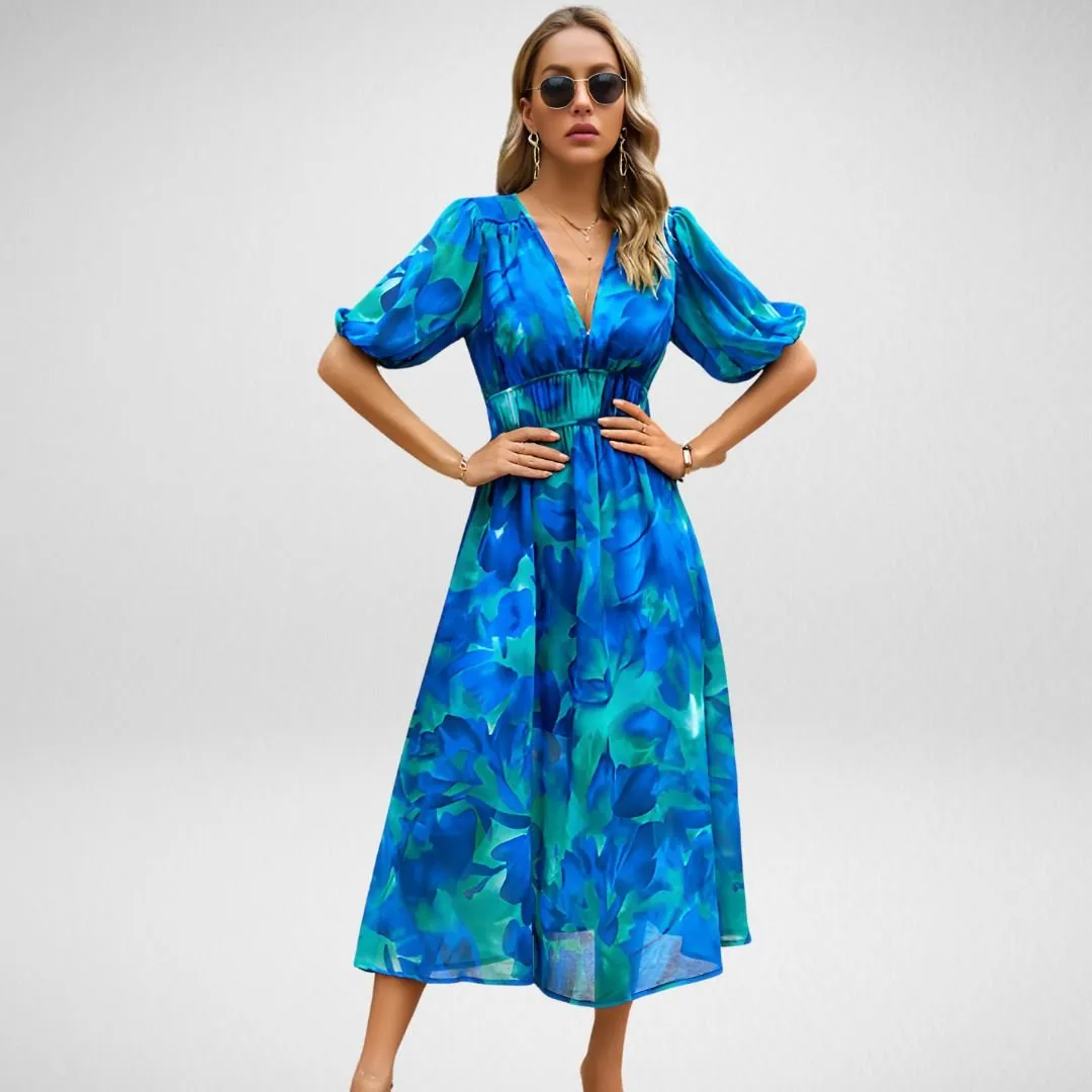 Parthenia - Flowing Swirl Pattern Woman's Maxi Dress