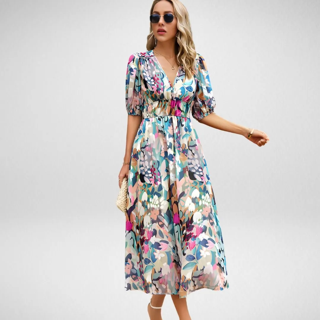 Parthenia - Flowing Swirl Pattern Woman's Maxi Dress