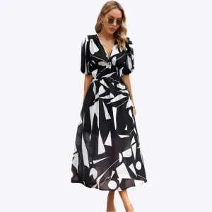 Parthenia - Flowing Swirl Pattern Woman's Maxi Dress