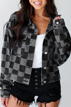 Patchwork Button-Up Denim Jacket Checklane
