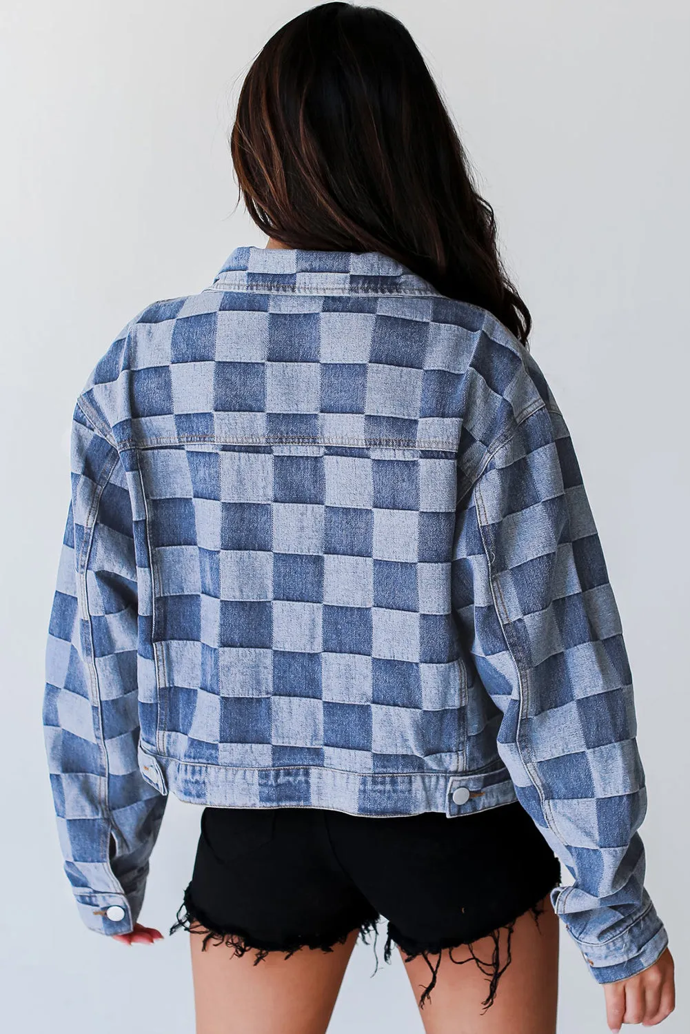 Patchwork Button-Up Denim Jacket Checklane
