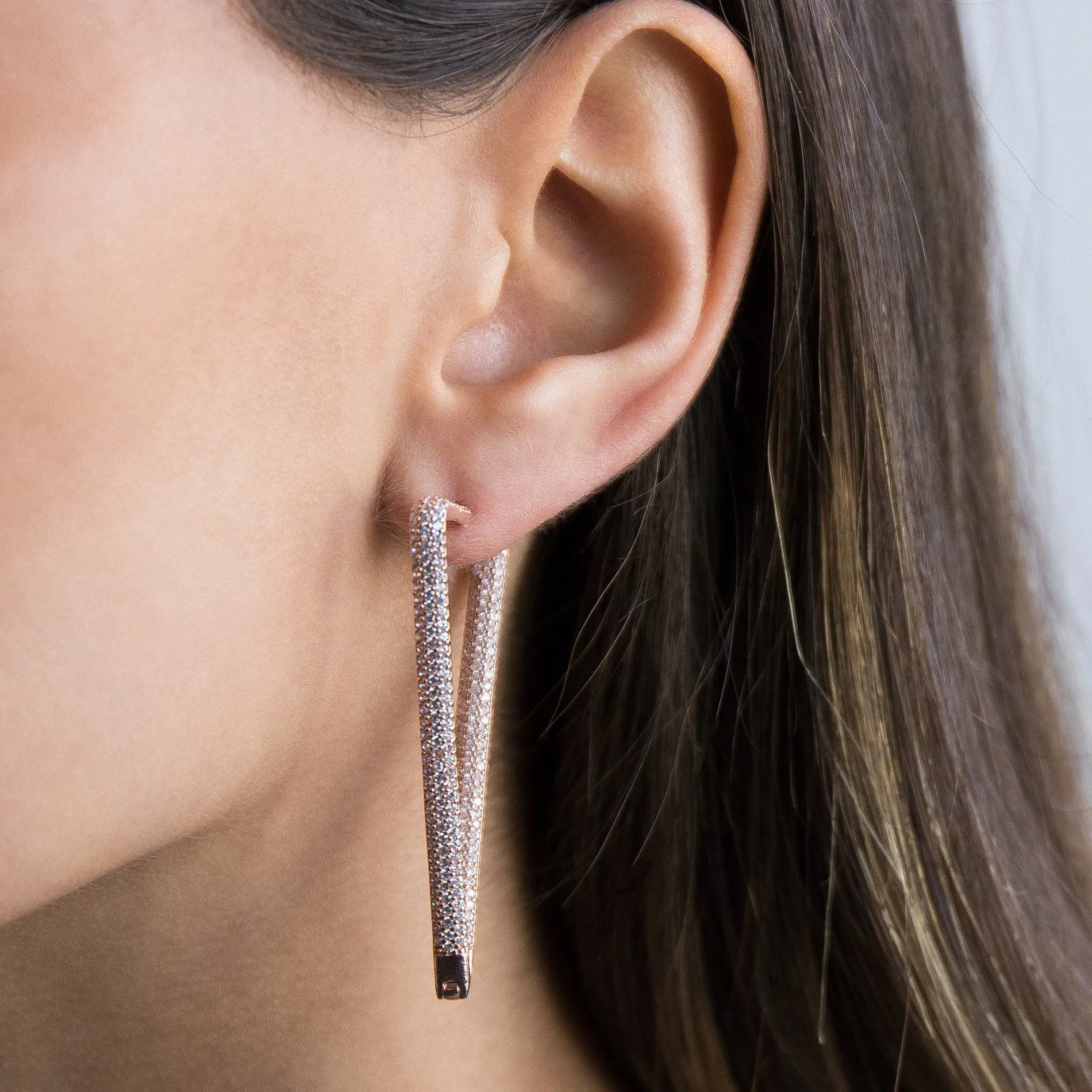 Pavé Triangle Hoop Earring