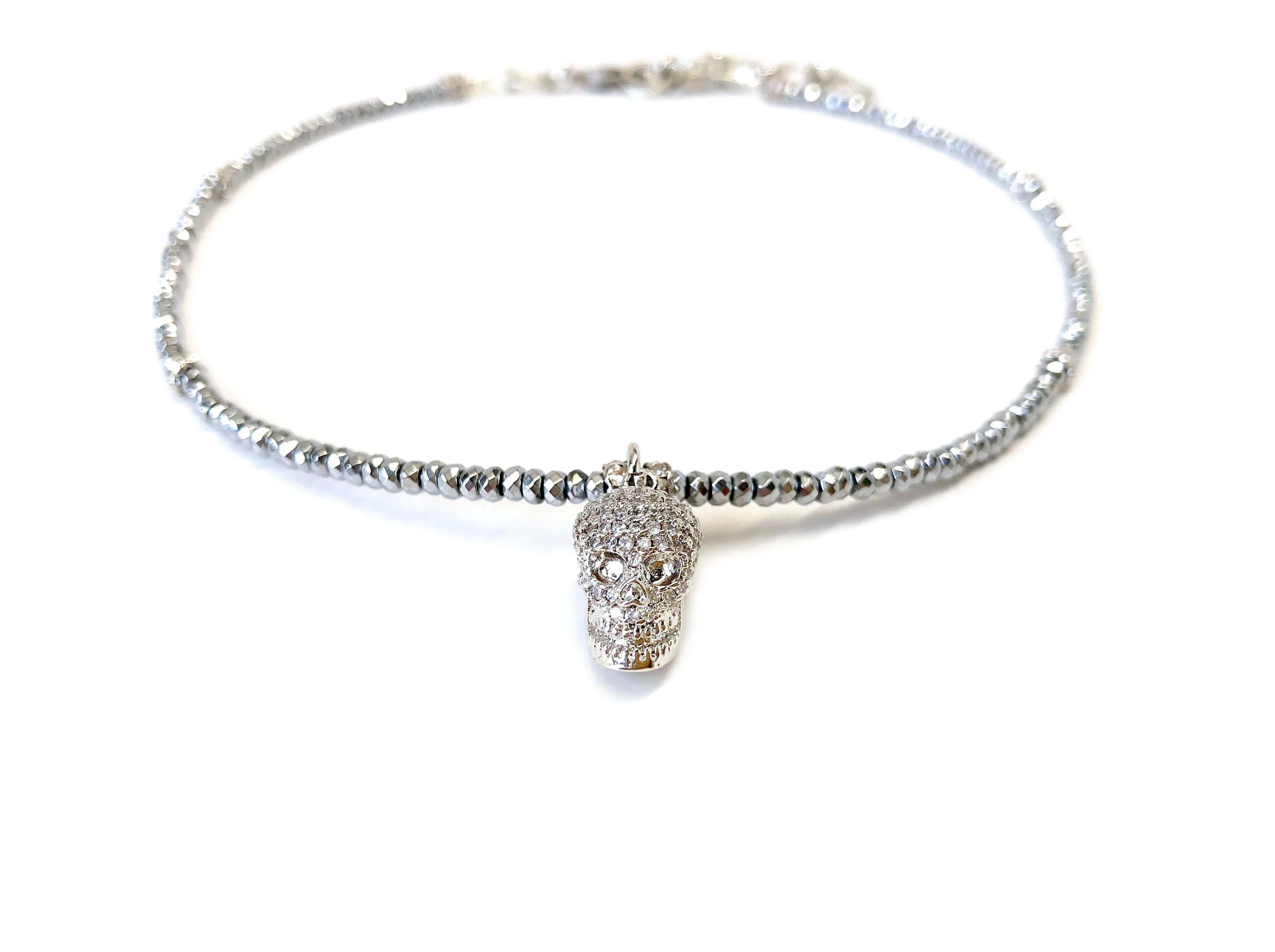 Pave Skull Charm Necklace
