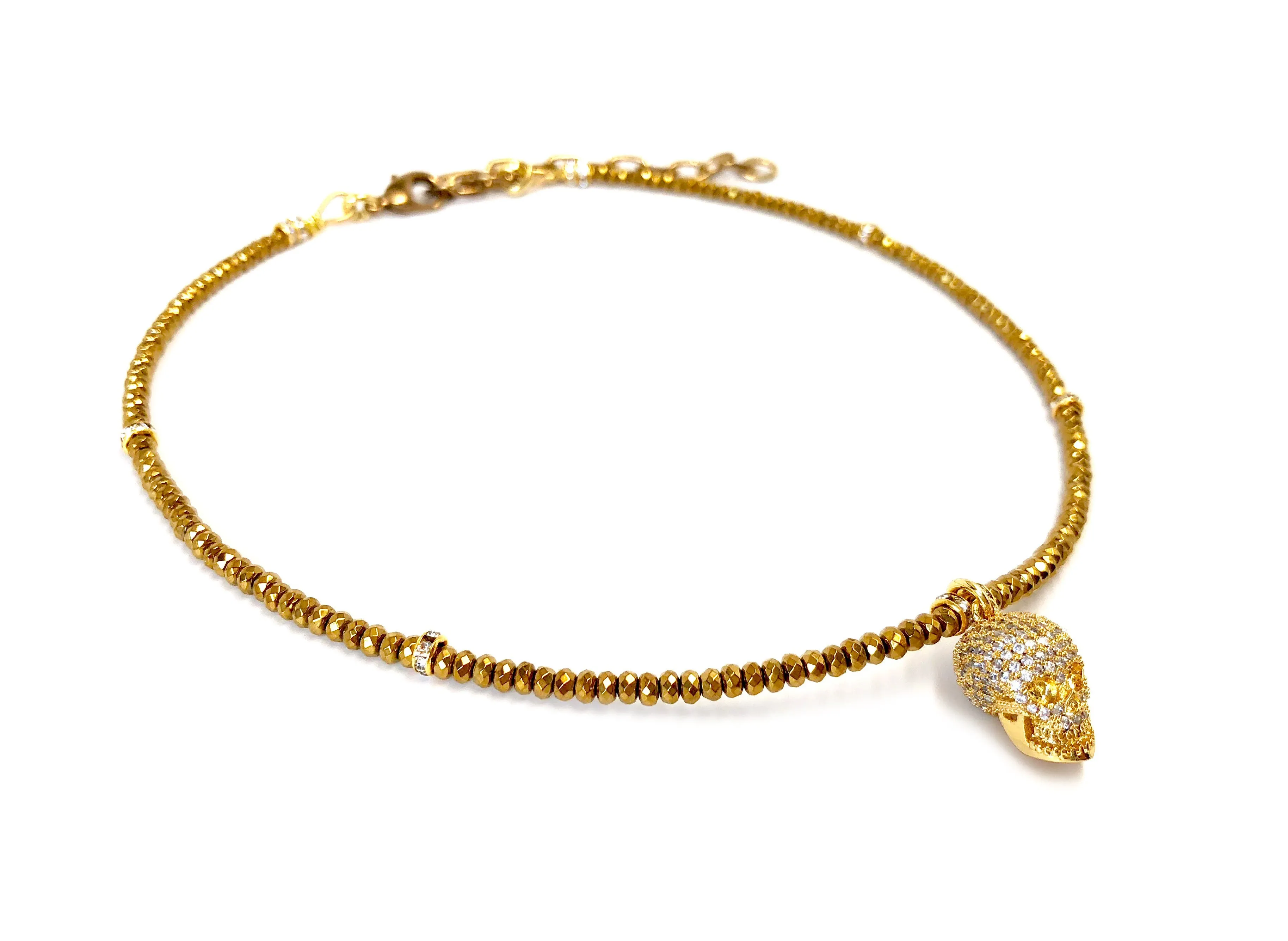 Pave Skull Charm Necklace