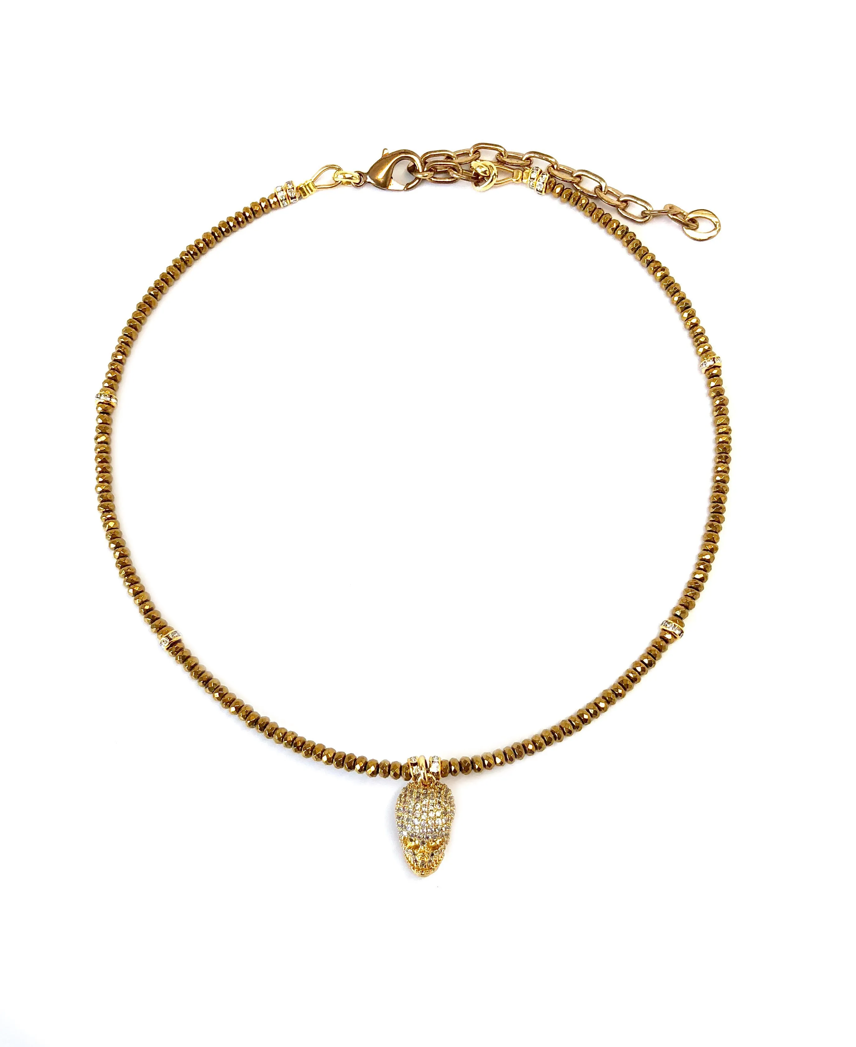 Pave Skull Charm Necklace