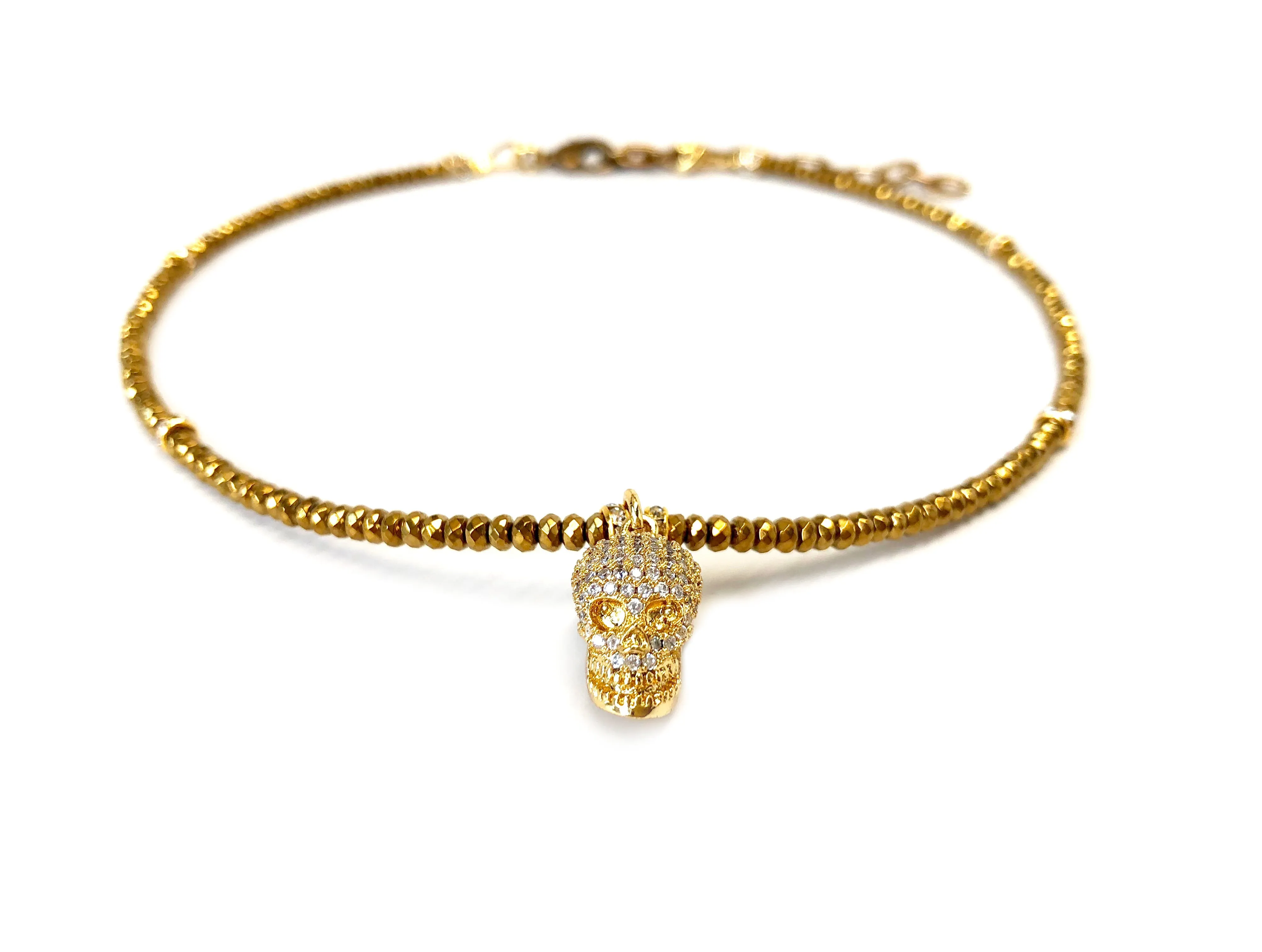Pave Skull Charm Necklace