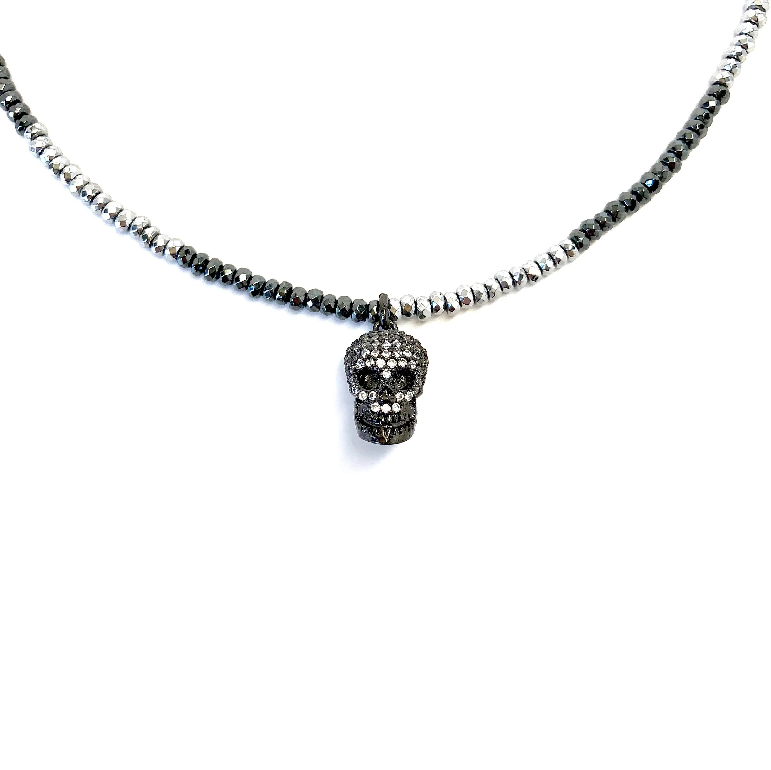 Pave Skull Charm Necklace