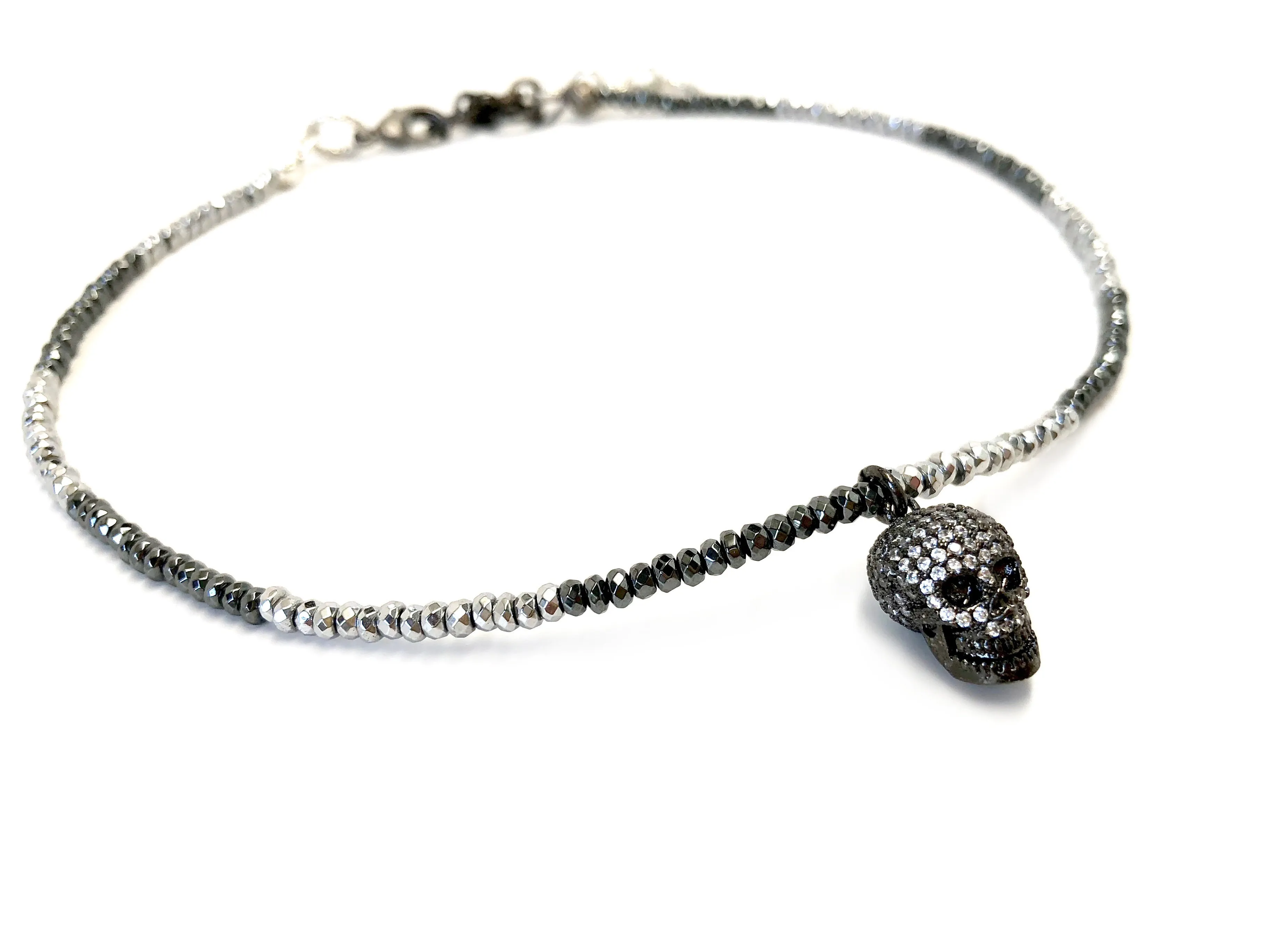 Pave Skull Charm Necklace