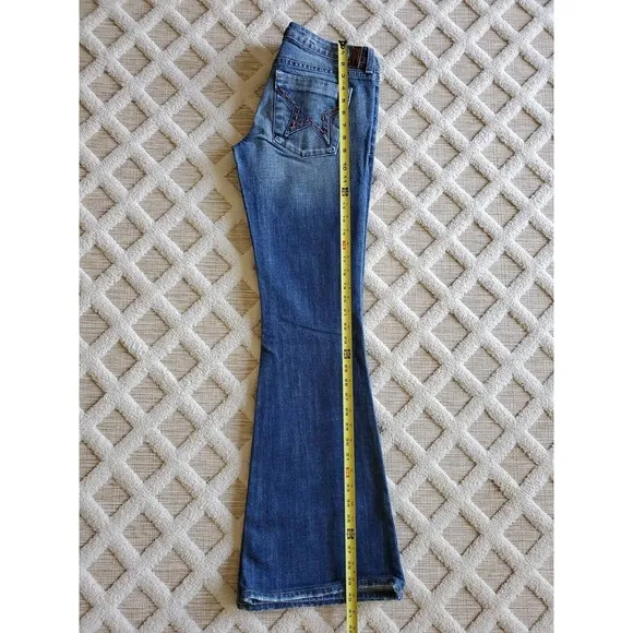 People Liberation Bella Embroidered Bell Bottom Jeans Women's Size 27 90's Y2K