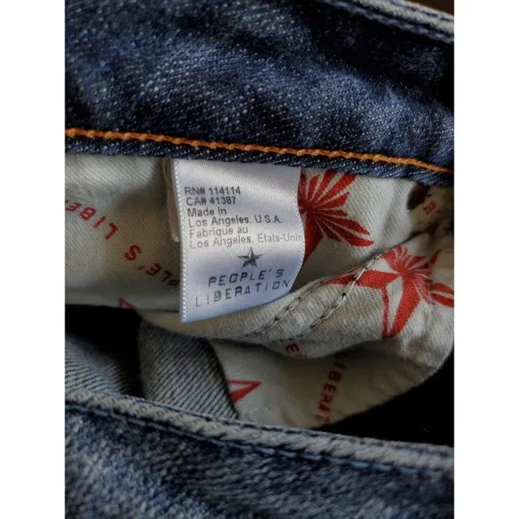 People Liberation Bella Embroidered Bell Bottom Jeans Women's Size 27 90's Y2K