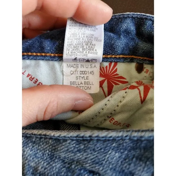 People Liberation Bella Embroidered Bell Bottom Jeans Women's Size 27 90's Y2K