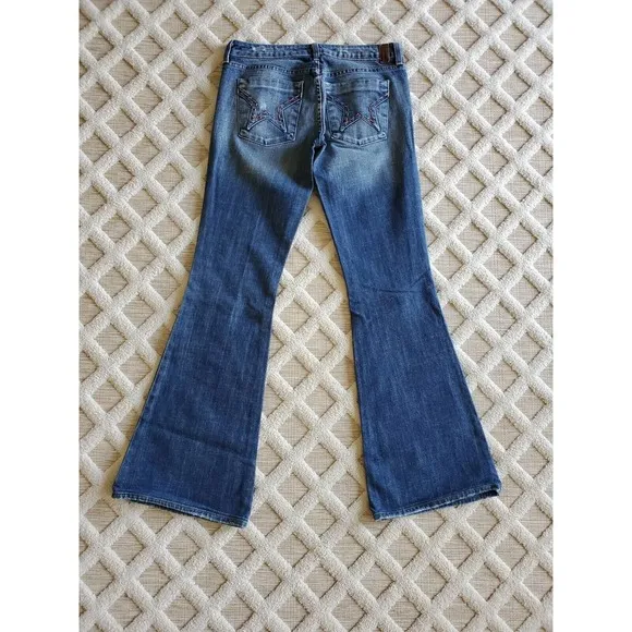 People Liberation Bella Embroidered Bell Bottom Jeans Women's Size 27 90's Y2K