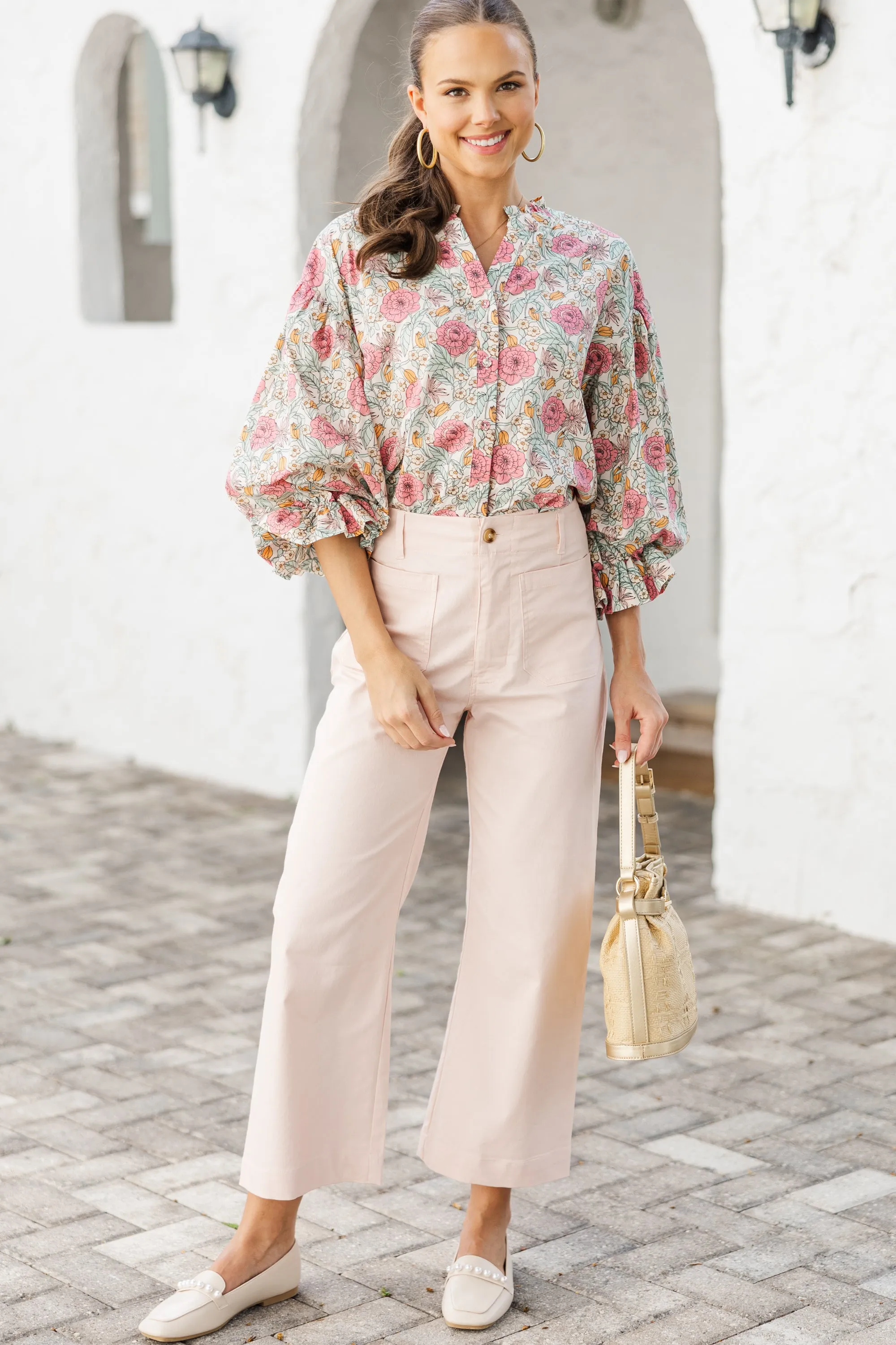 Petal Whisper Pink Floral Blouse