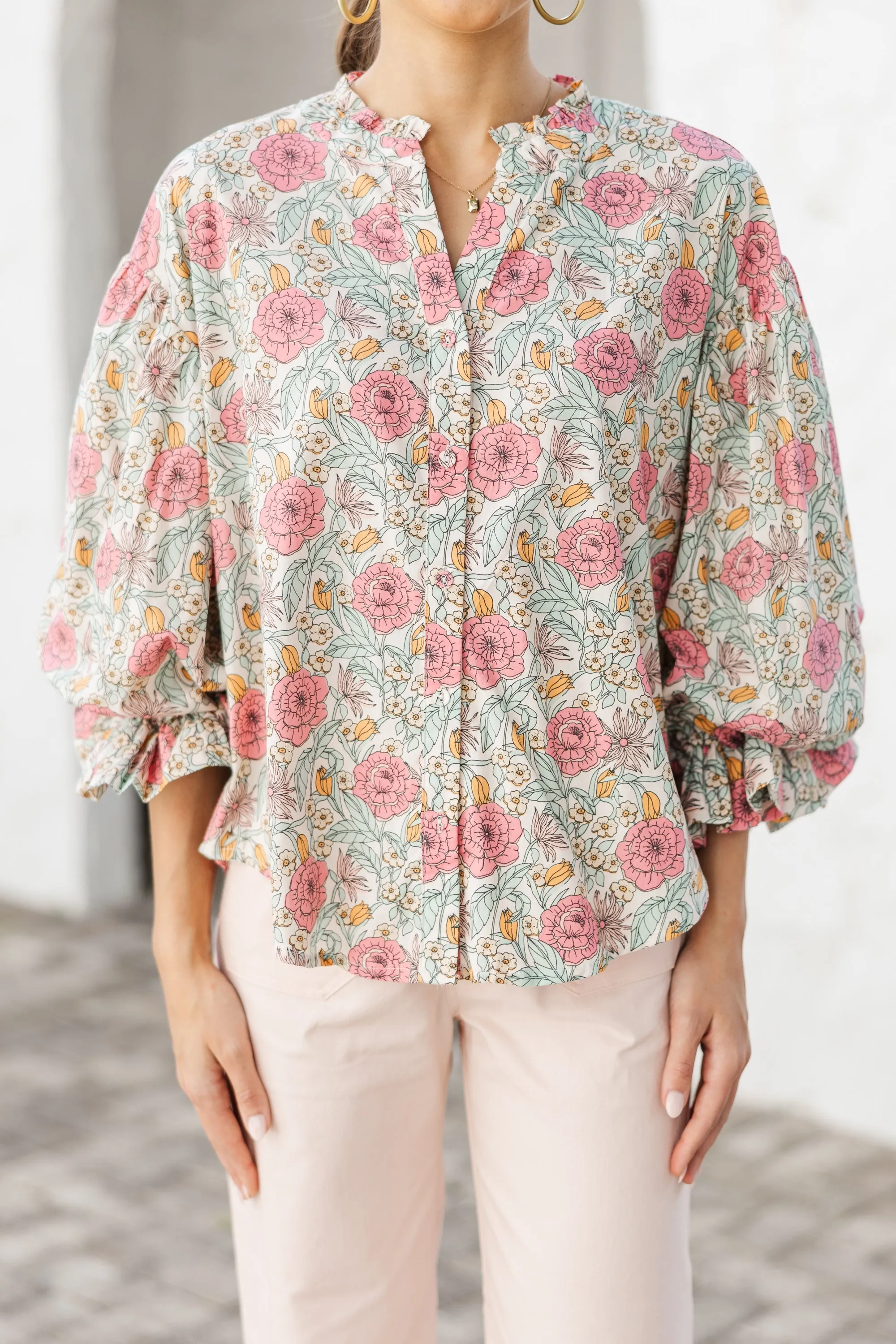 Petal Whisper Pink Floral Blouse