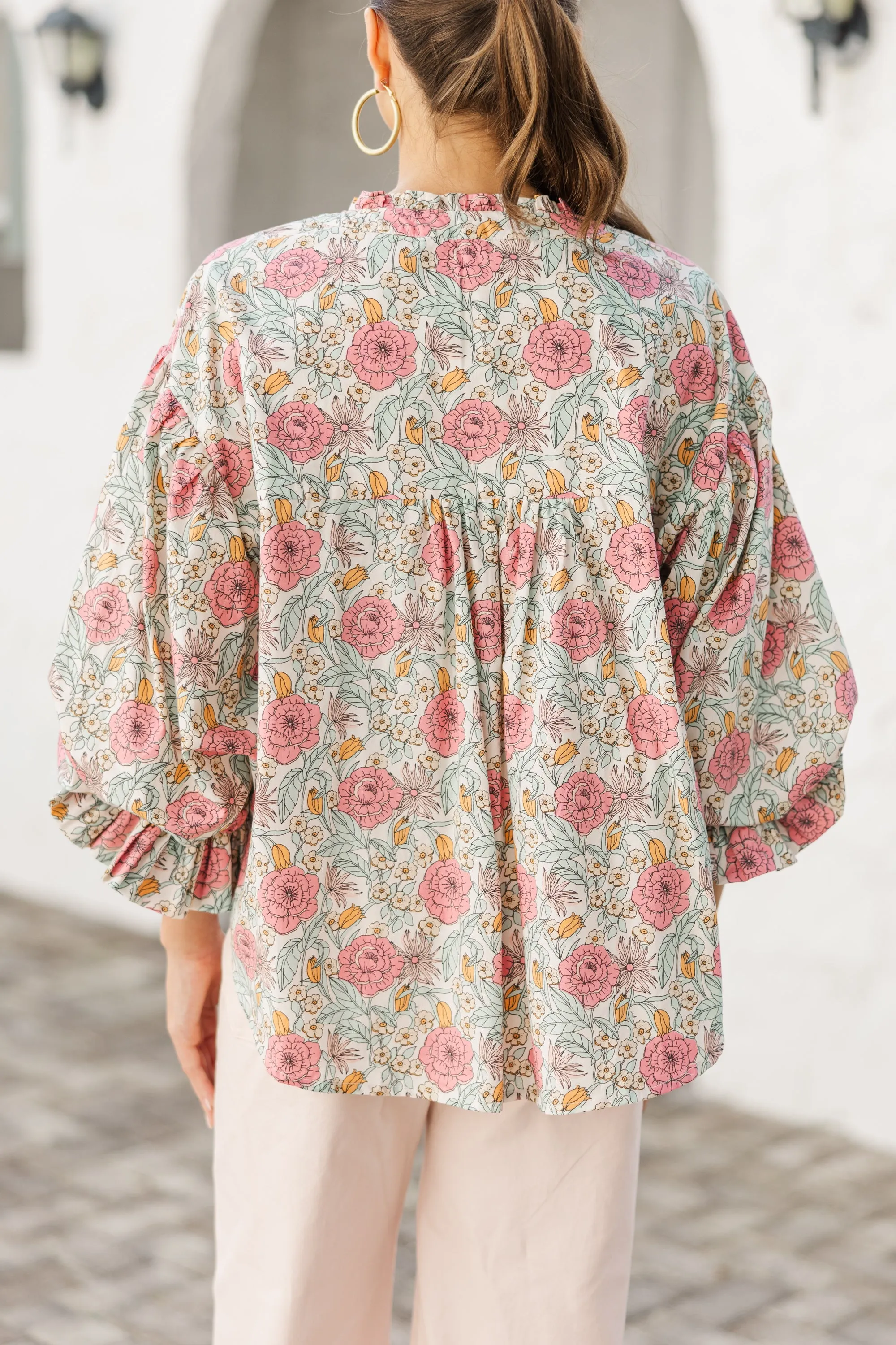 Petal Whisper Pink Floral Blouse