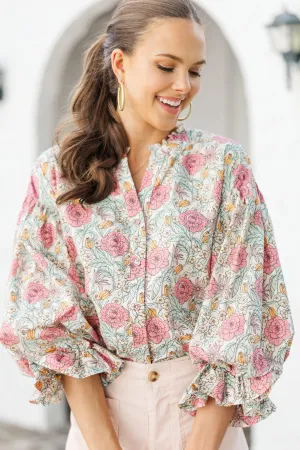 Petal Whisper Pink Floral Blouse