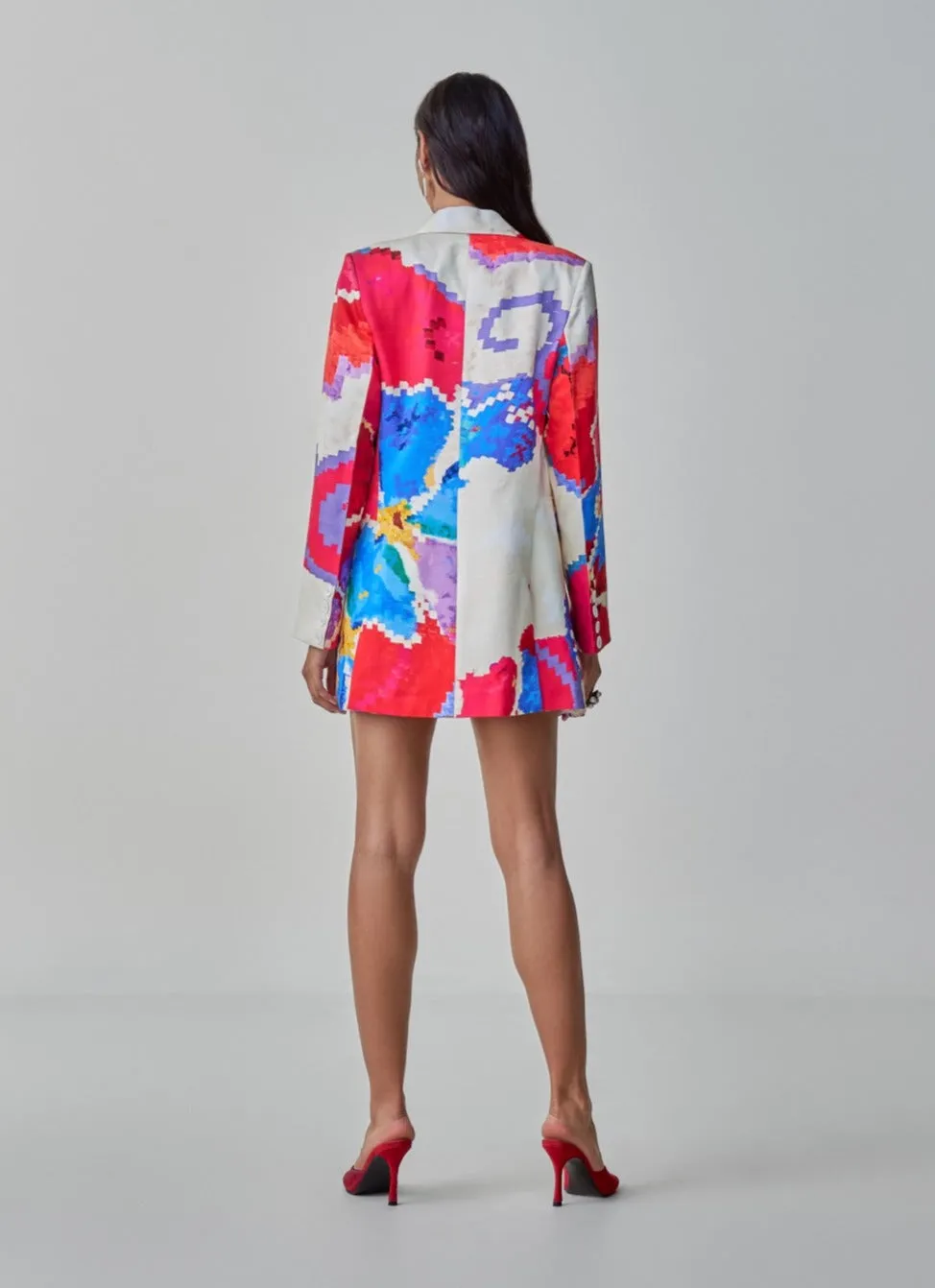 Pink red ikat blazer and dress