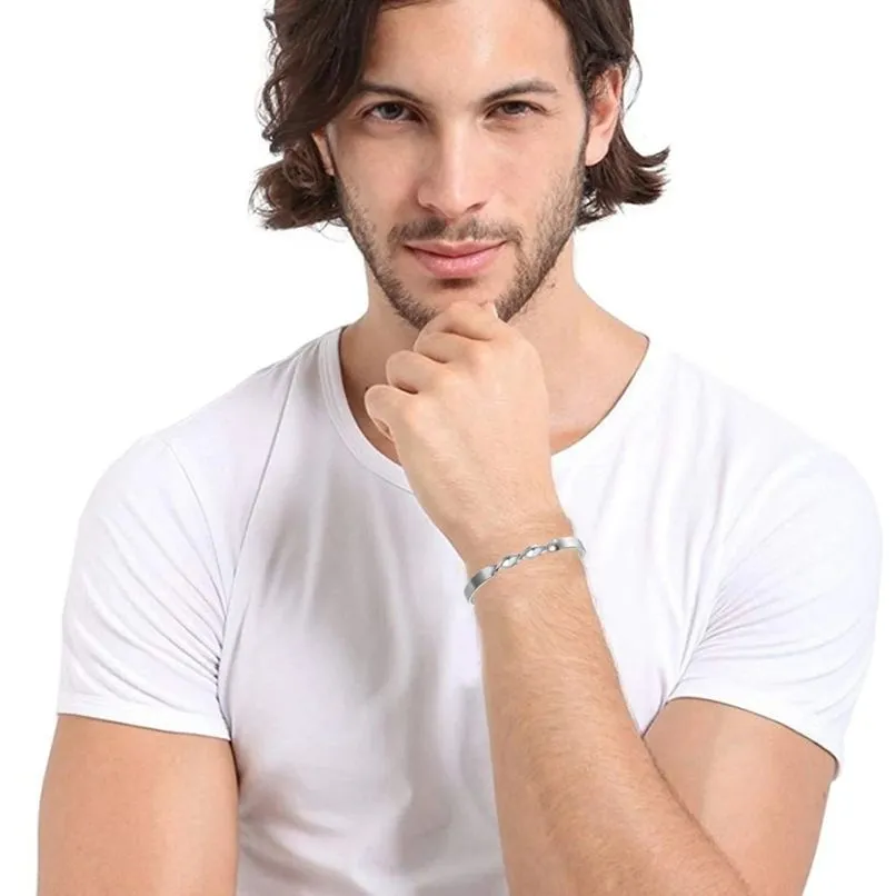 Platinum Silver Stainless Steel Slim Cuff Kada Bangle Bracelet for Men & Women