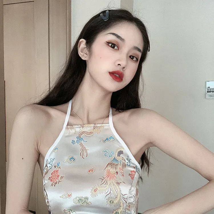 Printed halterneck camisole