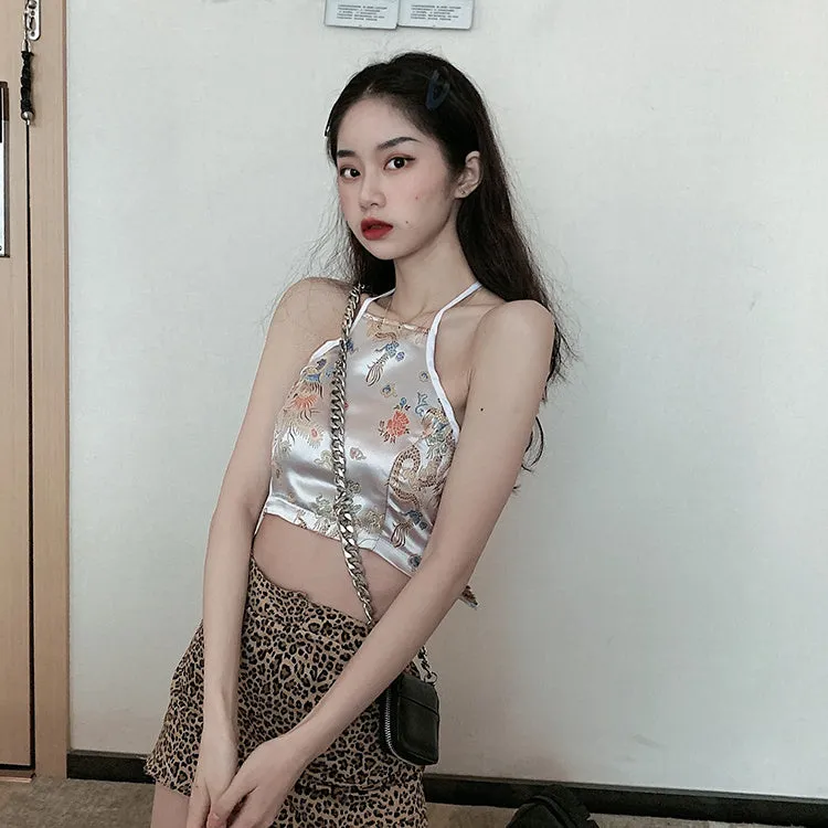Printed halterneck camisole
