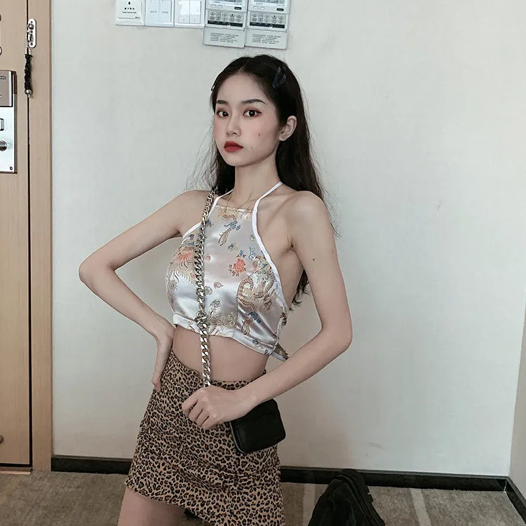 Printed halterneck camisole