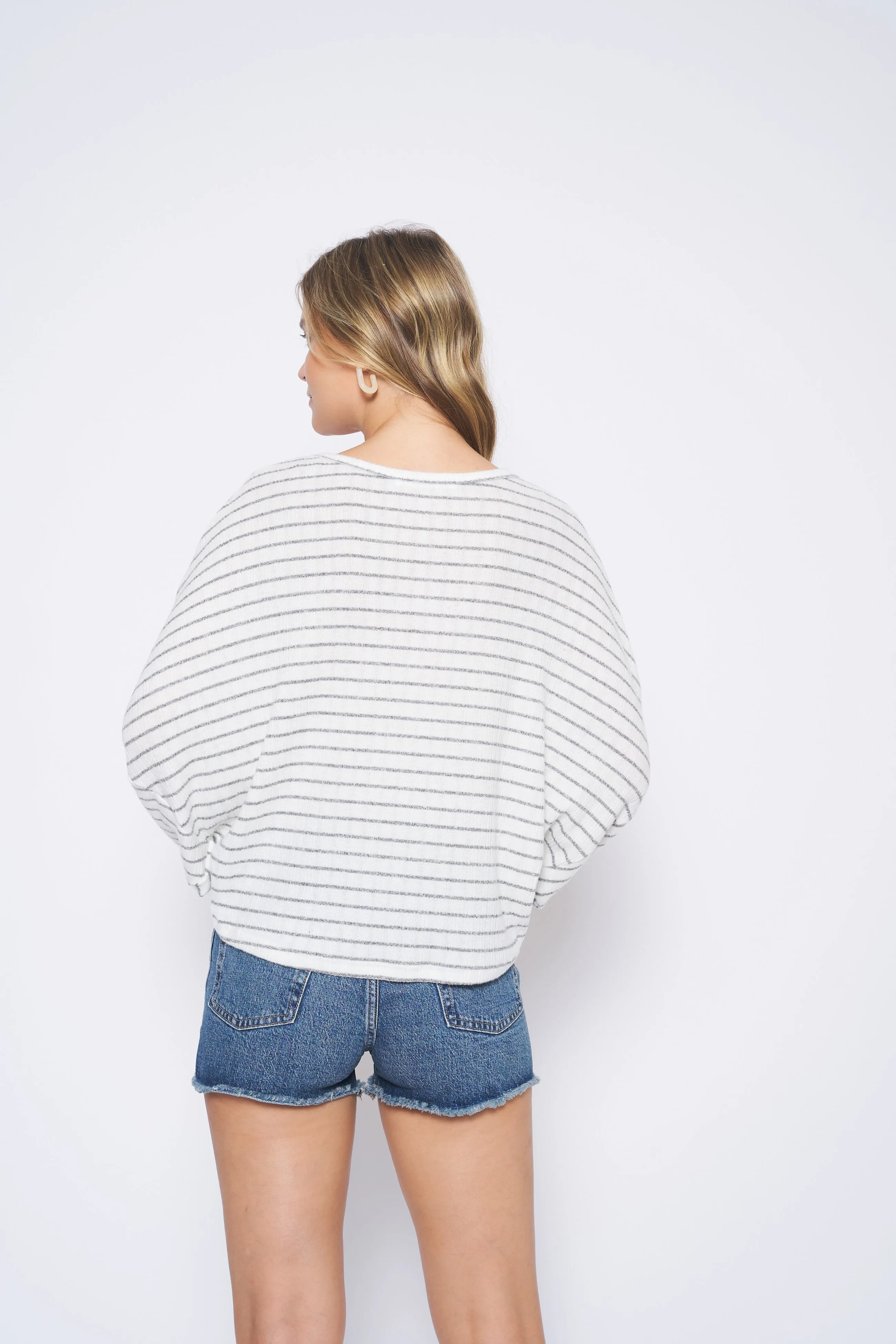 Project Social T Ariella Striped V Neck Top