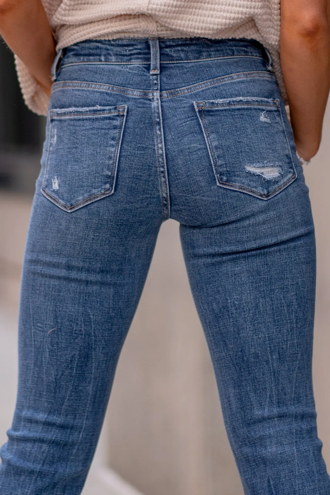 Providence Mid Rise Distressed Crop Slim Straight Jeans